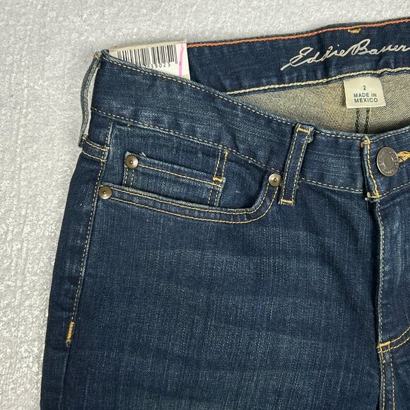 Eddie Bauer Jeans Women 2 (28x32.5) Boot Cut Curvy Through Hip Mid Rise Blue - Picture 4 of 16